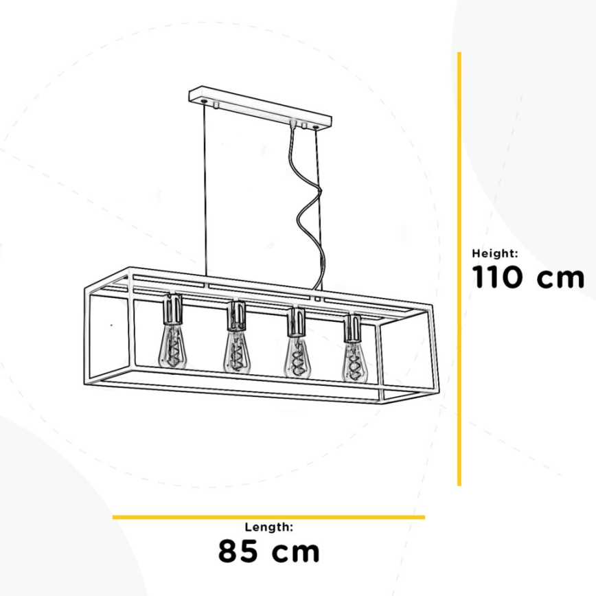 ONLI - Candeeiro suspenso FLOKI 4xE27/15W/230V preto/cobre
