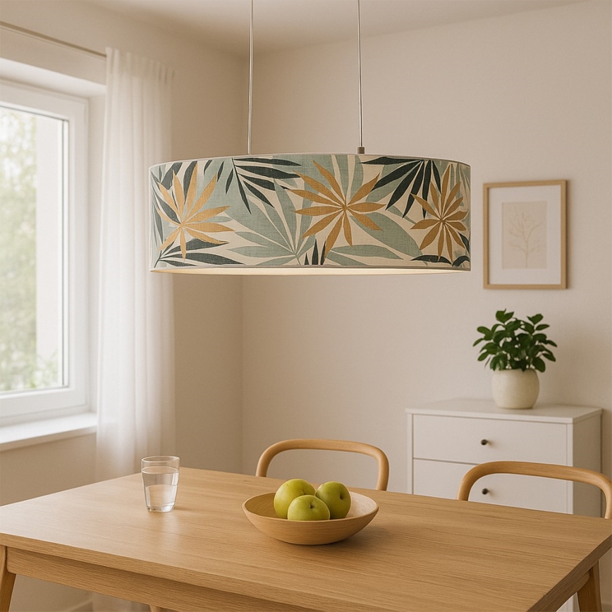 ONLI - Candeeiro suspenso FLORA 2xE27/22W/230V verde/dourado