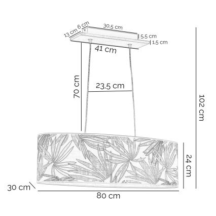 ONLI - Candeeiro suspenso FLORA 2xE27/22W/230V verde/dourado