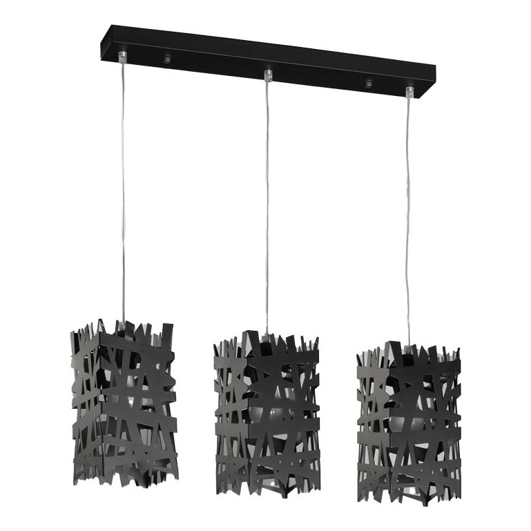 ONLI - Candeeiro suspenso FORESTA 3xE27/15W/230V preto