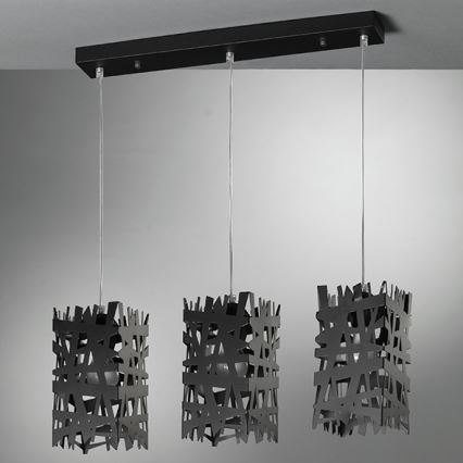 ONLI - Candeeiro suspenso FORESTA 3xE27/15W/230V preto
