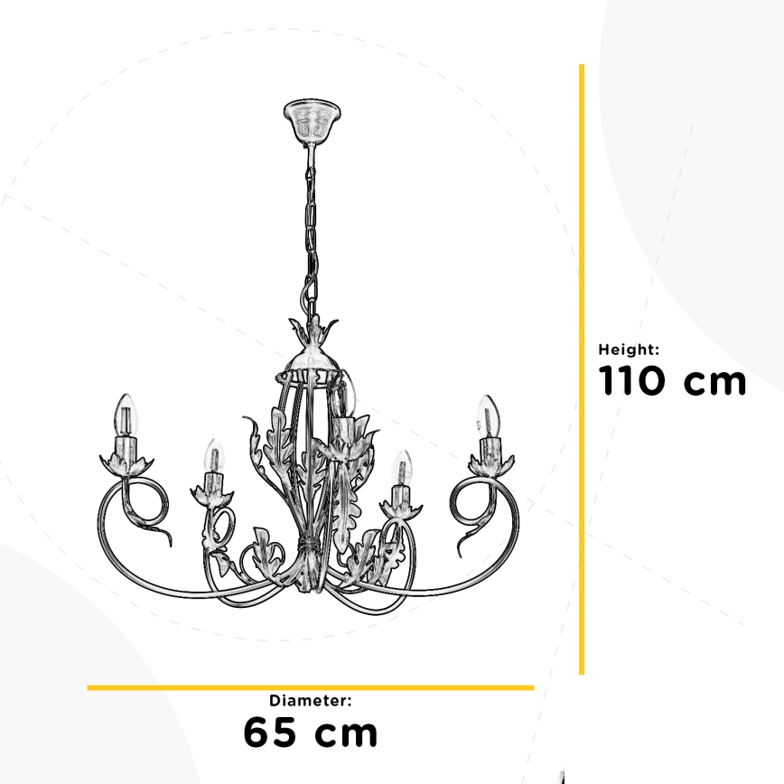 ONLI - Candeeiro suspenso GRETEL 5xE14/6W/230V
