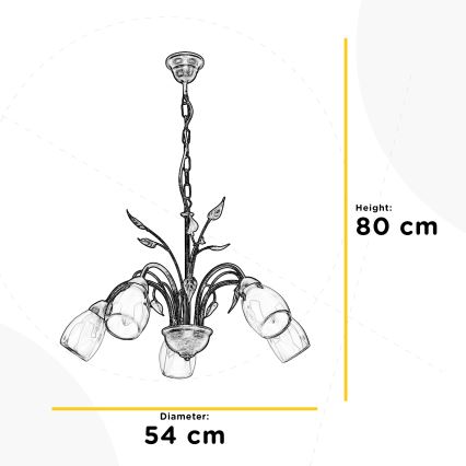 ONLI - Candeeiro suspenso LILIANA 5xE14/6W/230V