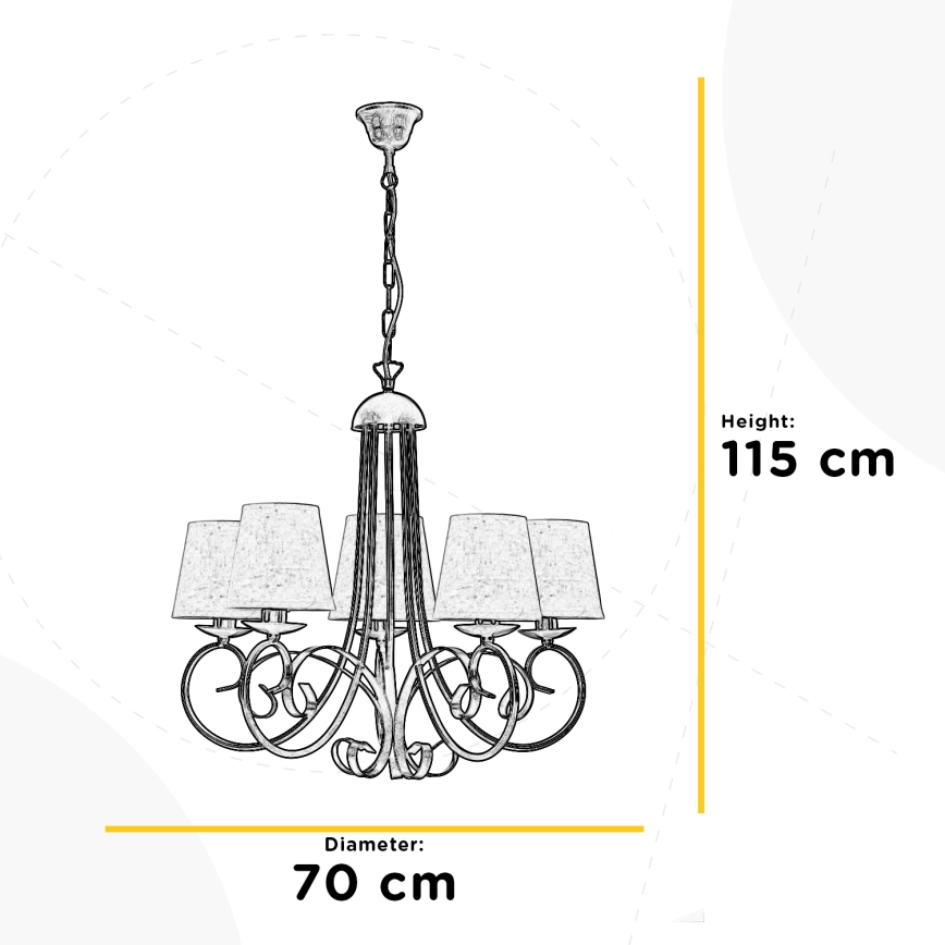 ONLI - Candeeiro suspenso POMPEI 5xE14/6W/230V bronze