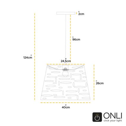 ONLI - Candeeiro suspenso RICKY 1xE27/15W/230V diâmetro 40 cm branco