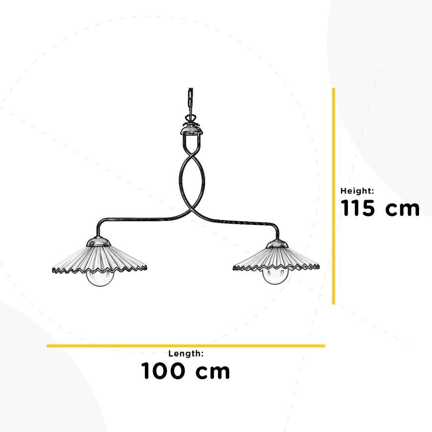 ONLI - Candeeiro suspenso ROSINA 2xE27/22W/230V bronze