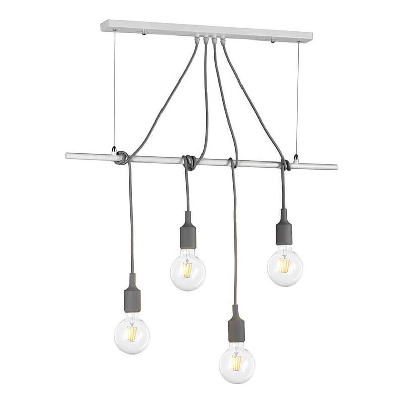 ONLI - Candeeiro suspenso WIRE 4xE27/15W/230V cinzento/branco