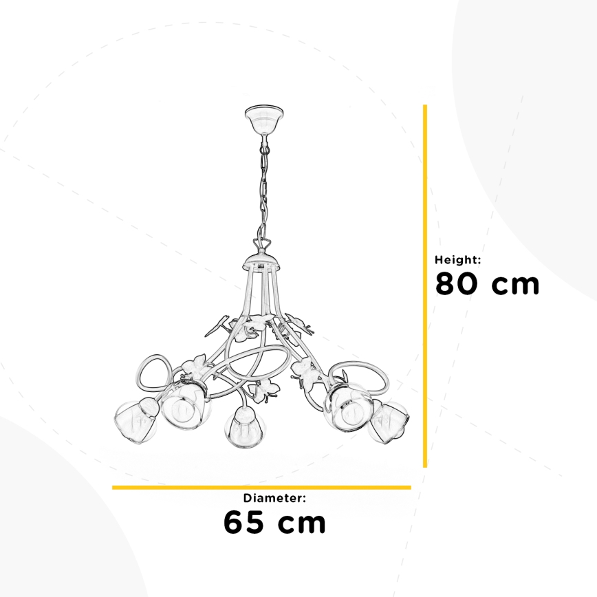 ONLI - Candelabro de criança BUTTERFLY 5xE14/6W/230V