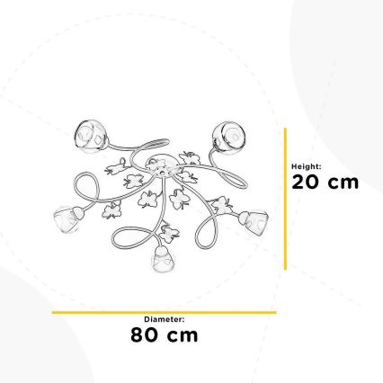 ONLI - Candelabro integrado de criança BUTTERFLY 5xE14/6W/230V