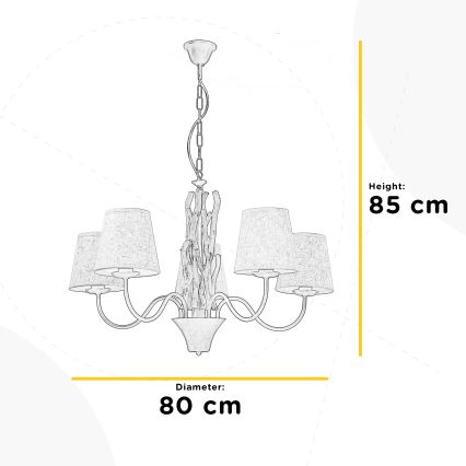 ONLI - Candelabro suspenso AGAR 5xE14/6W/320V diâmetro 80 cm