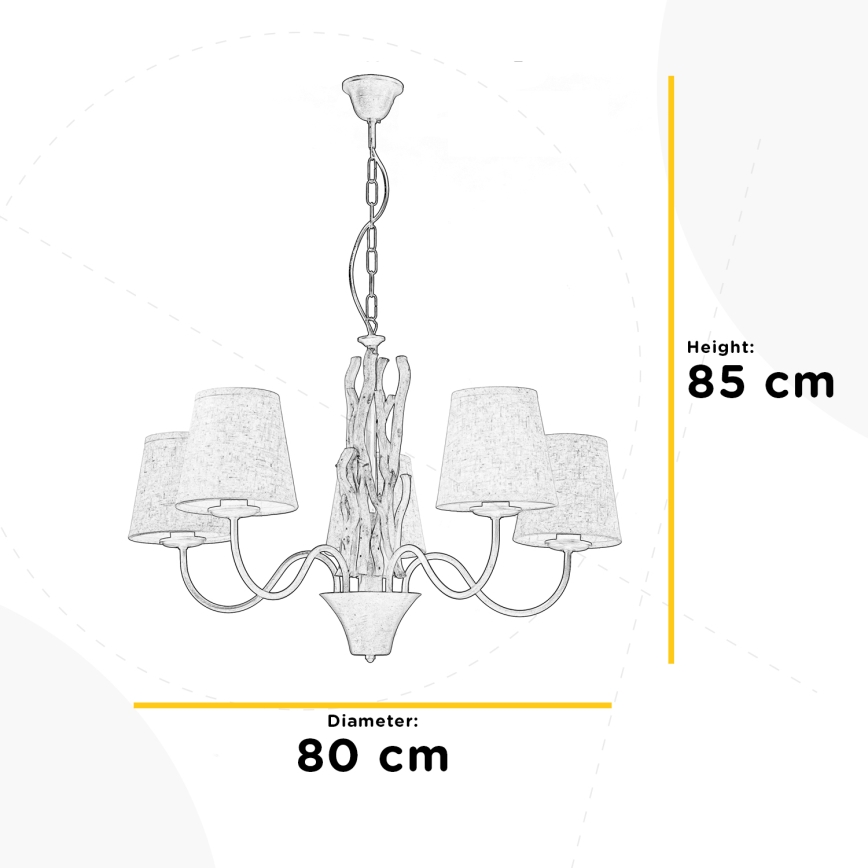 ONLI - Candelabro suspenso AGAR 5xE14/6W/320V diâmetro 80 cm