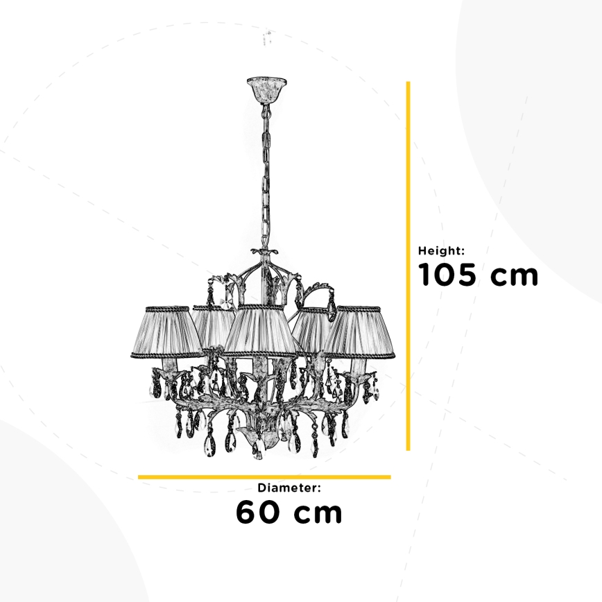ONLI - Candelabro suspenso KAREN 5xE14/6W/230V branco