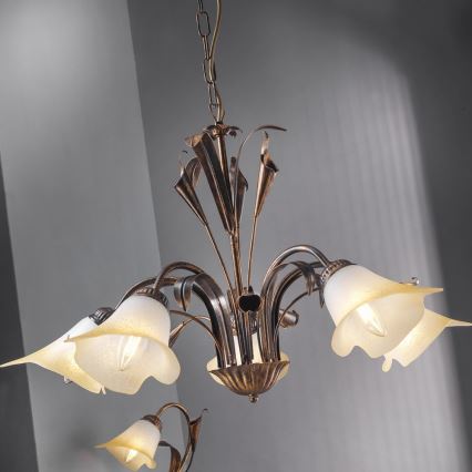 ONLI - Candelabro suspenso LUCREZIA 5xE14/6W/230V bronze