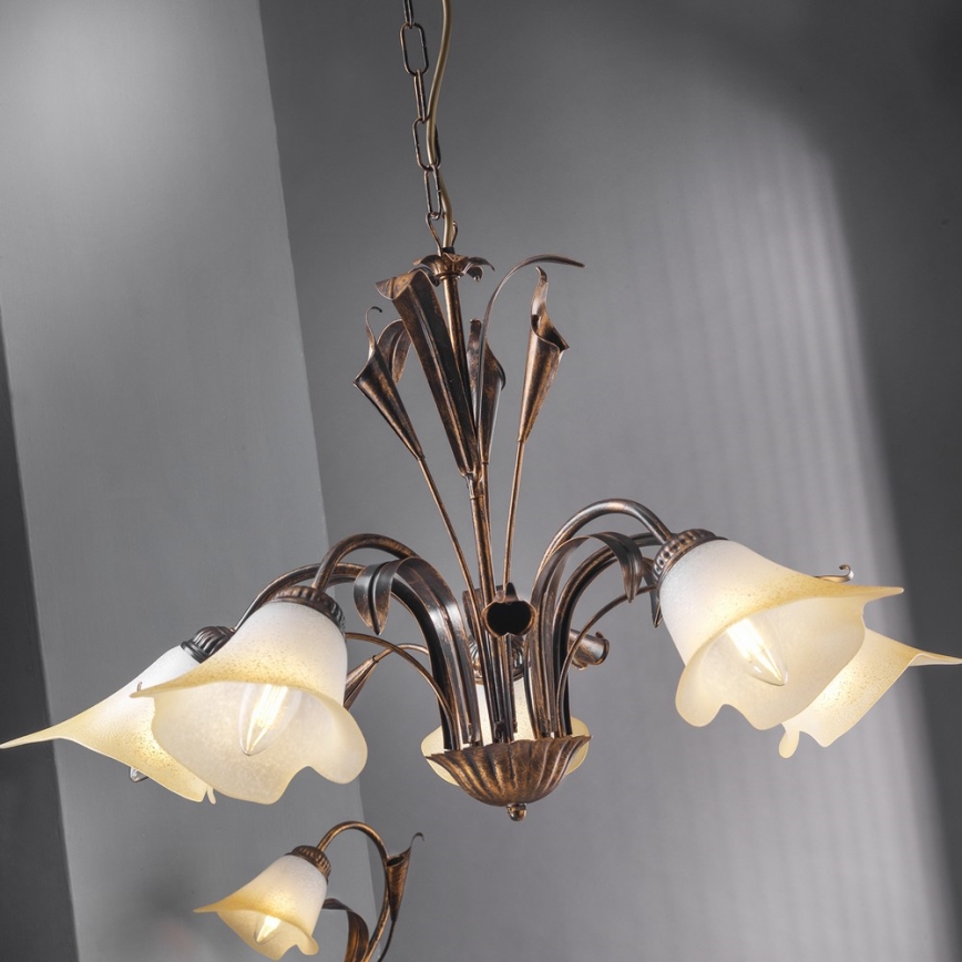 ONLI - Candelabro suspenso LUCREZIA 5xE14/6W/230V bronze