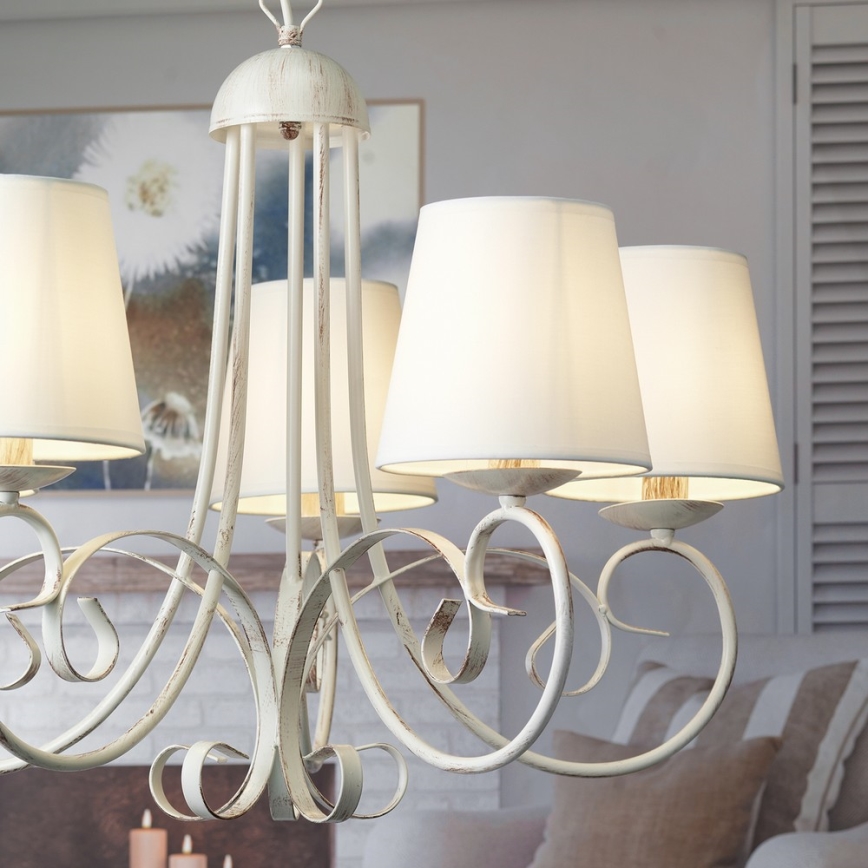 ONLI - Candelabro suspenso POMPEI 5xE14/6W/320V branco
