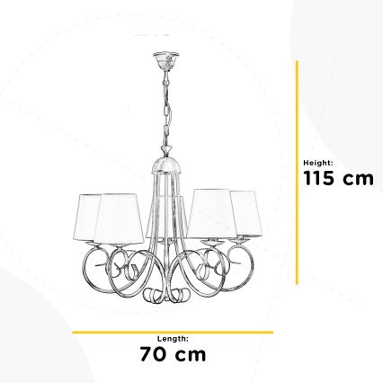 ONLI - Candelabro suspenso POMPEI 5xE14/6W/320V branco