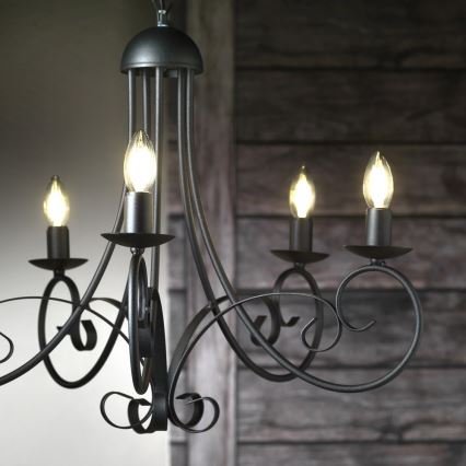 ONLI - Candelabro suspenso POMPEI 5xE14/6W/320V preto