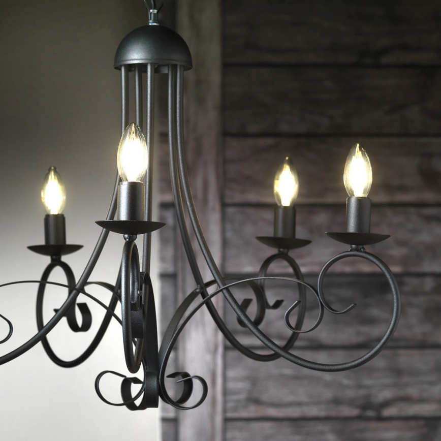 ONLI - Candelabro suspenso POMPEI 5xE14/6W/320V preto