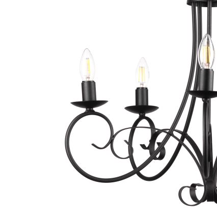 ONLI - Candelabro suspenso POMPEI 5xE14/6W/320V preto