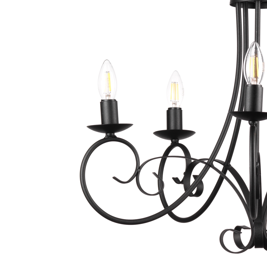 ONLI - Candelabro suspenso POMPEI 5xE14/6W/320V preto