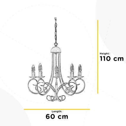 ONLI - Candelabro suspenso POMPEI 5xE14/6W/320V preto