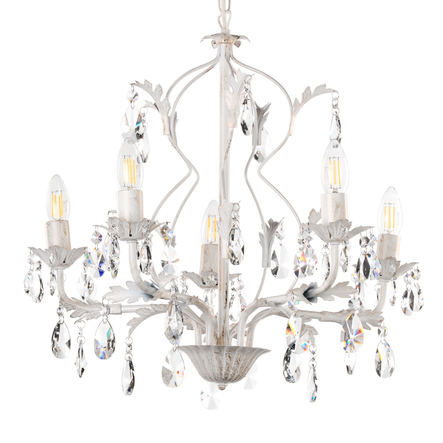 ONLI - Candelabro suspenso TERESA 5xE14/6W/230V branco