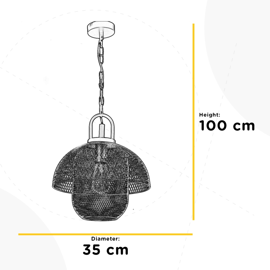 ONLI - Candelabro suspenso ZAIR 1xE27/22W/230V preto/prateado