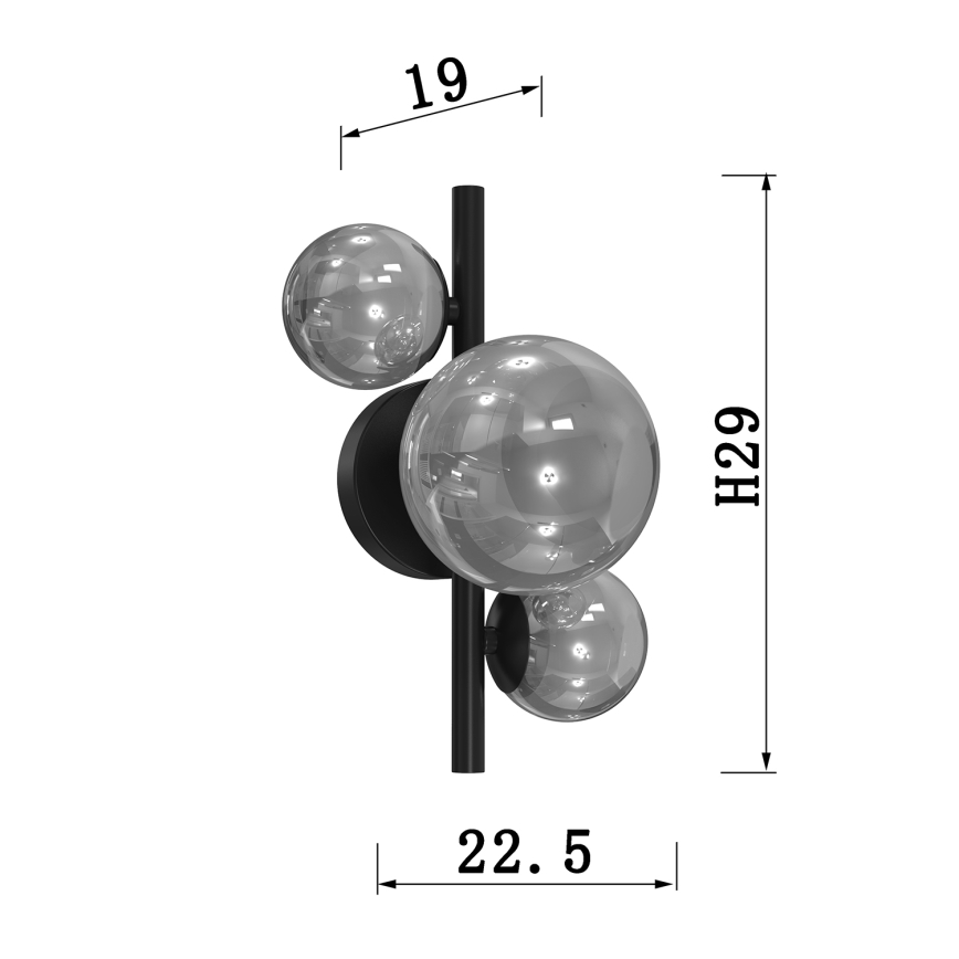 ONLI - Iluminação de parede PALOMA 3xG9/10W/230V preto/fumado