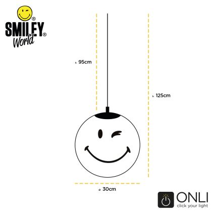 ONLI - Lustre infantil pendente com cabo SMILEY 1xE27/15W/230V amarelo