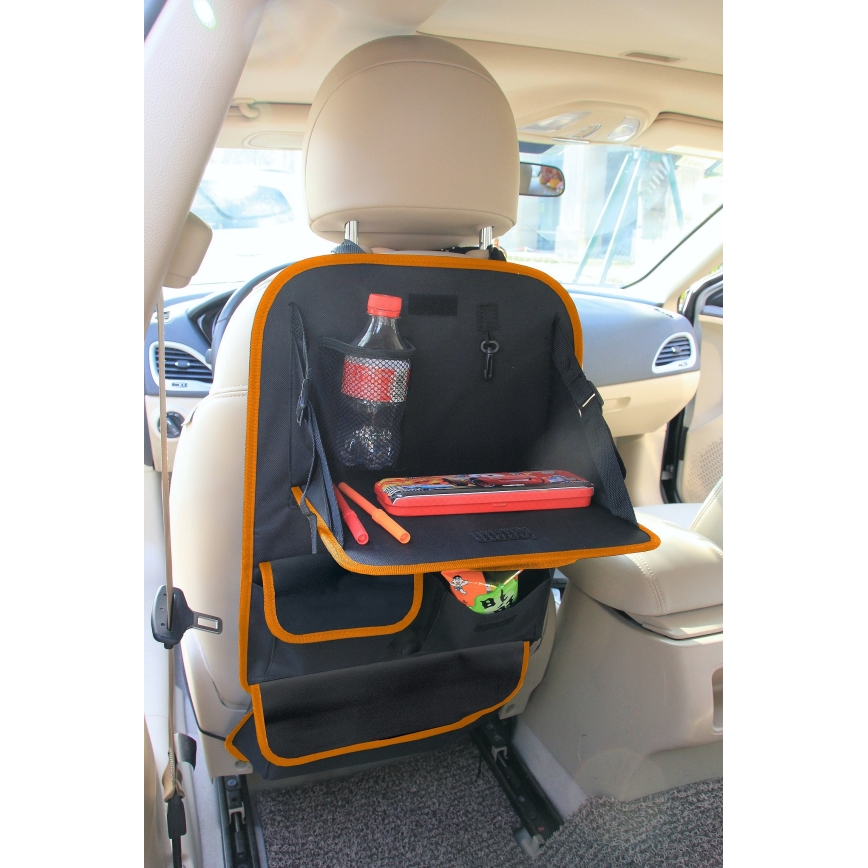 Organizador de carro com mesa 69,5x40,5 cm preto/laranja