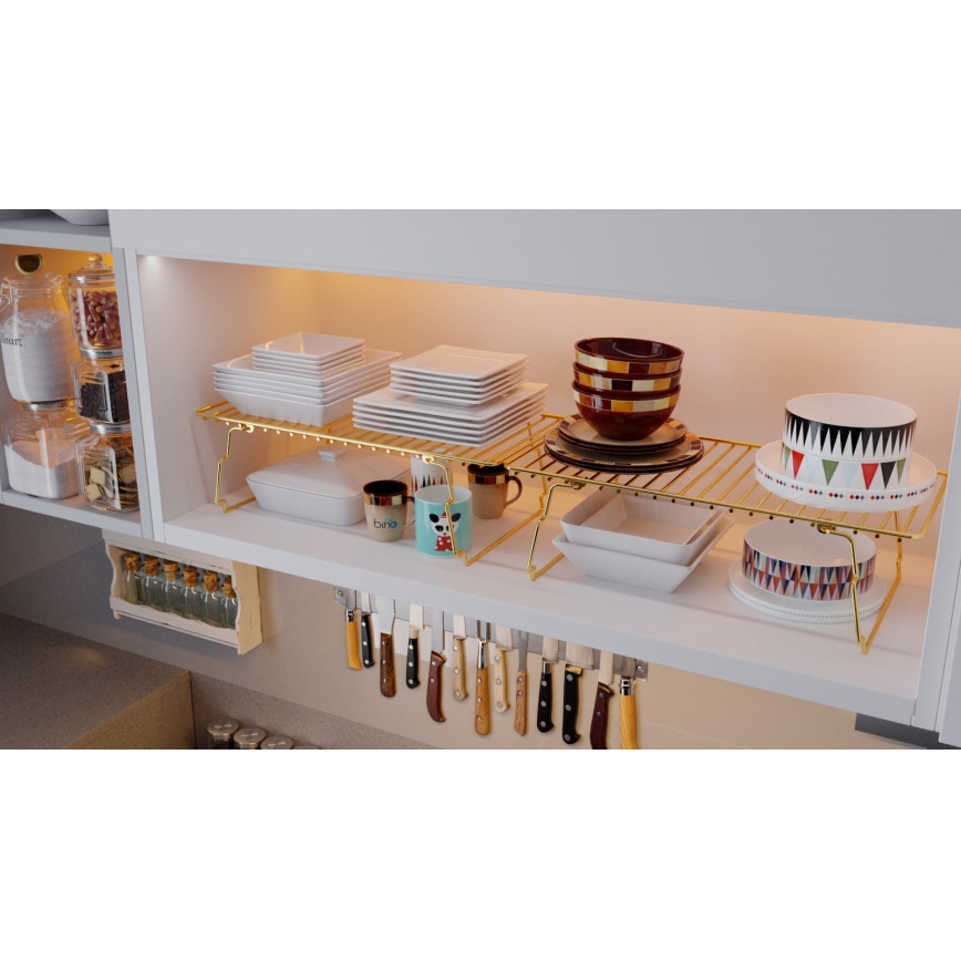 Organizador de prateleiras 42x19 cm dourado