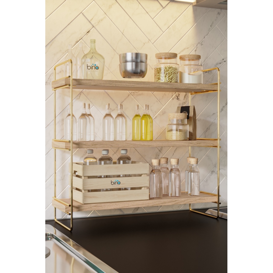 Organizador de prateleiras 45x40 cm dourado/castanho