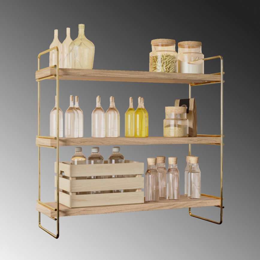 Organizador de prateleiras 45x40 cm dourado/castanho