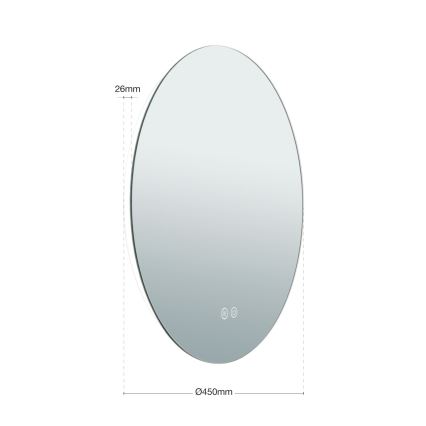 Espelho de parede para casa de banho com aquecimento LED e iluminação integrada FOCUS LED/18W/230V 3000/4200/6000K diâmetro 45 cm IP44