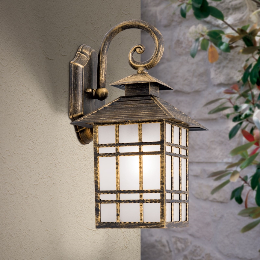 Candeeiro de parede exterior KIKO 1xE27/11W/230V IP44 bronze/pátina