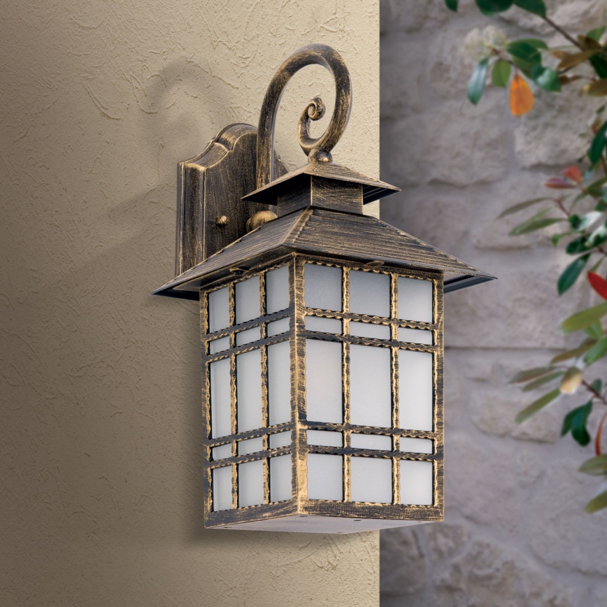 Candeeiro de parede exterior KIKO 1xE27/11W/230V IP44 bronze/pátina