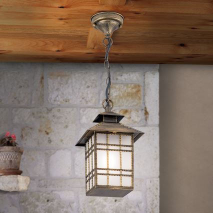 Iluminação suspensa exterior KIKO 1xE27/11W/230V IP44 bronze/pátina