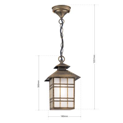 Iluminação suspensa exterior KIKO 1xE27/11W/230V IP44 bronze/pátina