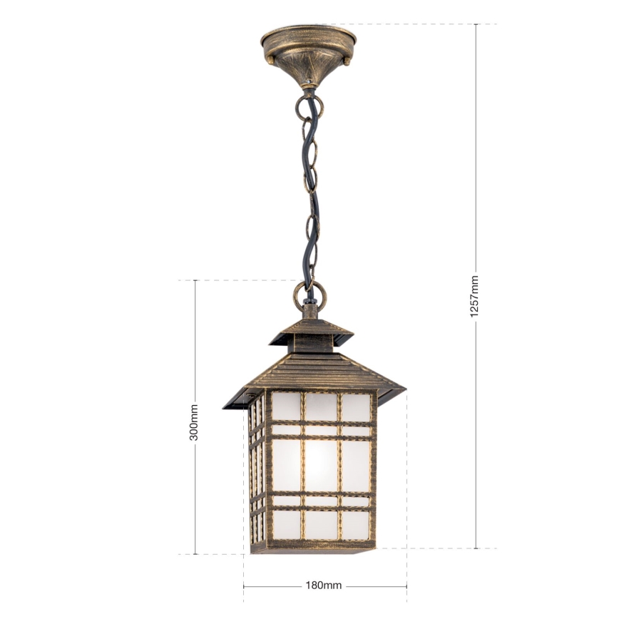 Iluminação suspensa exterior KIKO 1xE27/11W/230V IP44 bronze/pátina