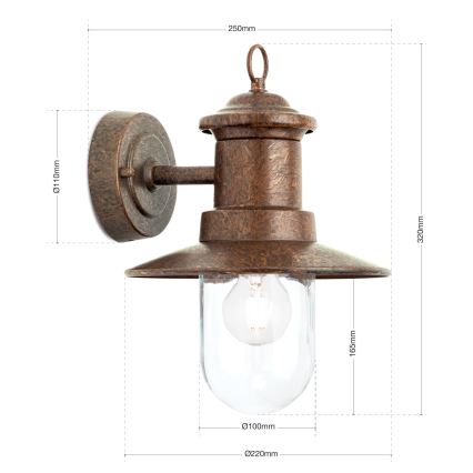 Candeeiro de parede exterior LEONIE 1xE27/60W/230V IP44 bronze