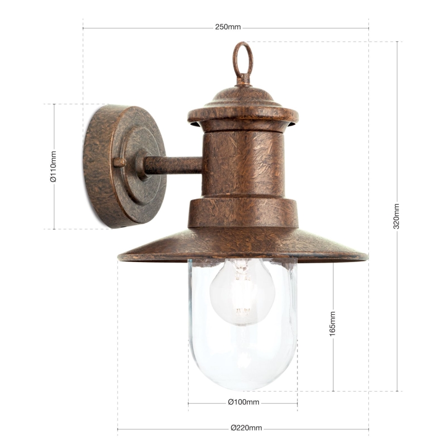 Candeeiro de parede exterior LEONIE 1xE27/60W/230V IP44 bronze