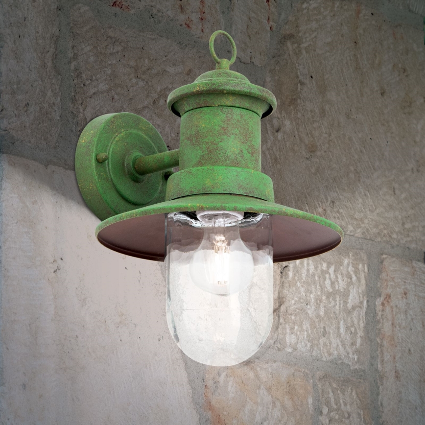 Candeeiro de parede exterior LEONIE 1xE27/60W/230V IP44 verde