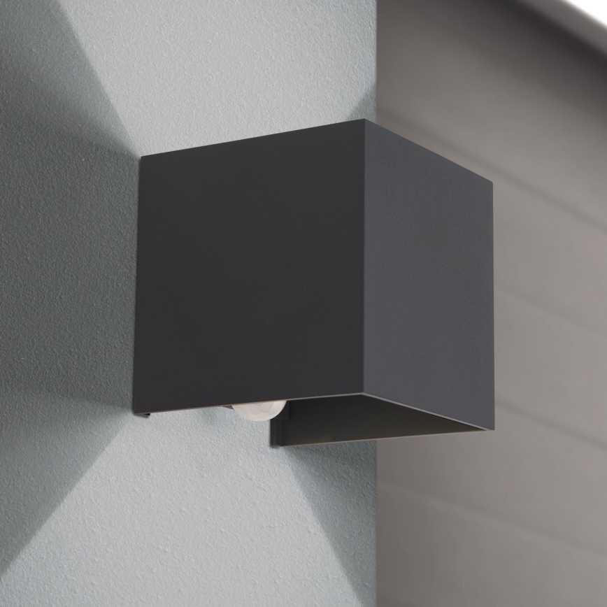 Candeeiro de parede LED para exterior com sensor de movimento e anoitecer CUBE-S LED/13W/230V IP54 antracite