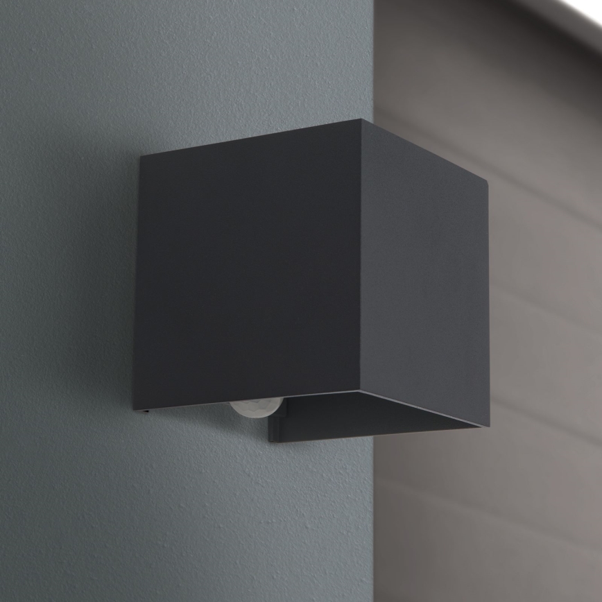 Candeeiro de parede LED para exterior com sensor de movimento e anoitecer CUBE-S LED/13W/230V IP54 antracite