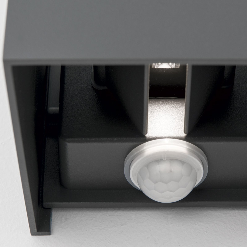 Candeeiro de parede LED para exterior com sensor de movimento e anoitecer CUBE-S LED/13W/230V IP54 antracite