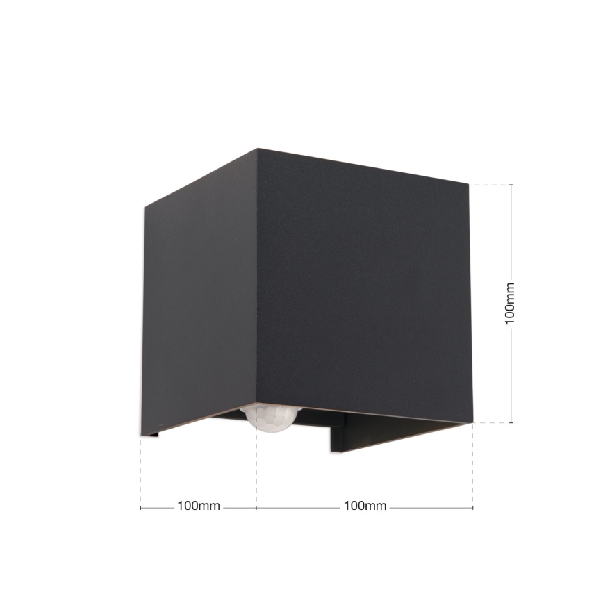 Candeeiro de parede LED para exterior com sensor de movimento e anoitecer CUBE-S LED/13W/230V IP54 antracite