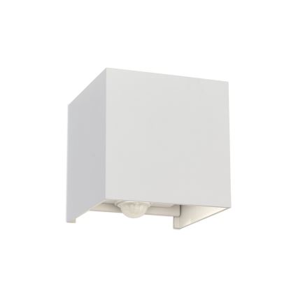 Candeeiro de parede LED para exterior com sensor de movimento e anoitecer CUBE-S LED/13W/230V IP54 branco