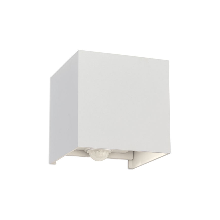 Luminária de parede LED para exterior com sensor de movimento e crepúsculo CUBE-S LED/13W/230V IP54 branco
