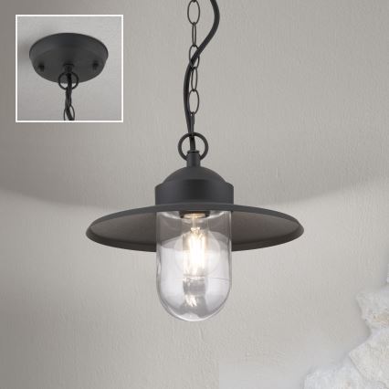Iluminação suspensa exterior EDWARD 1xE27/60W/230V IP44 preto