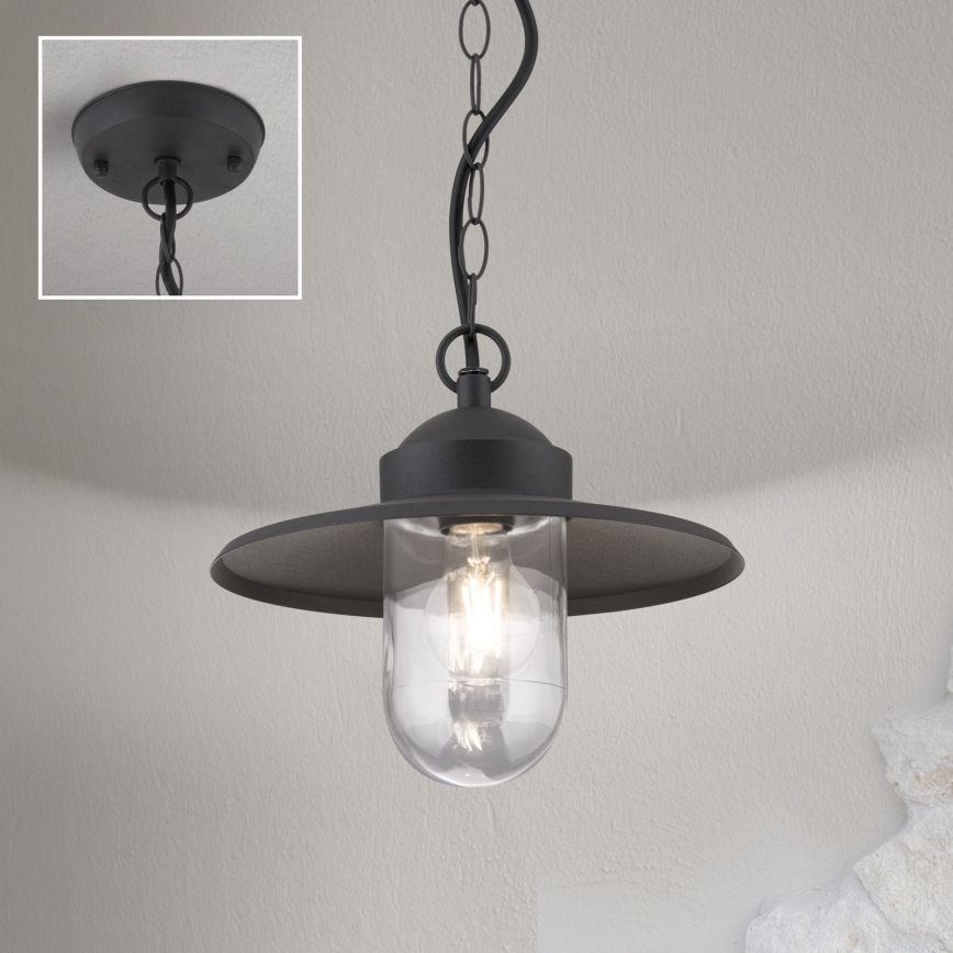 Iluminação suspensa exterior EDWARD 1xE27/60W/230V IP44 preto